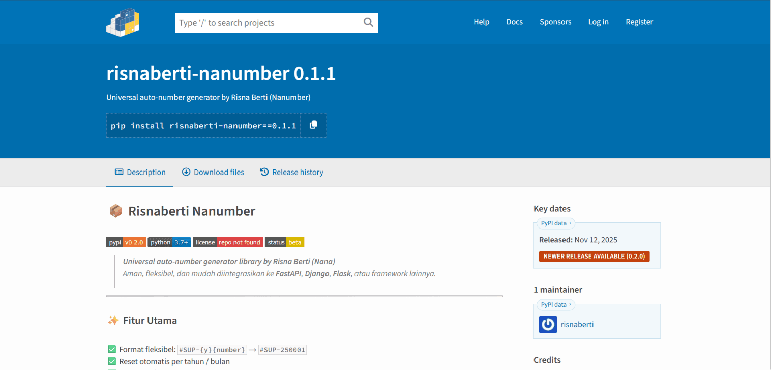nanumber-py - Python Auto Number Library screenshot 1