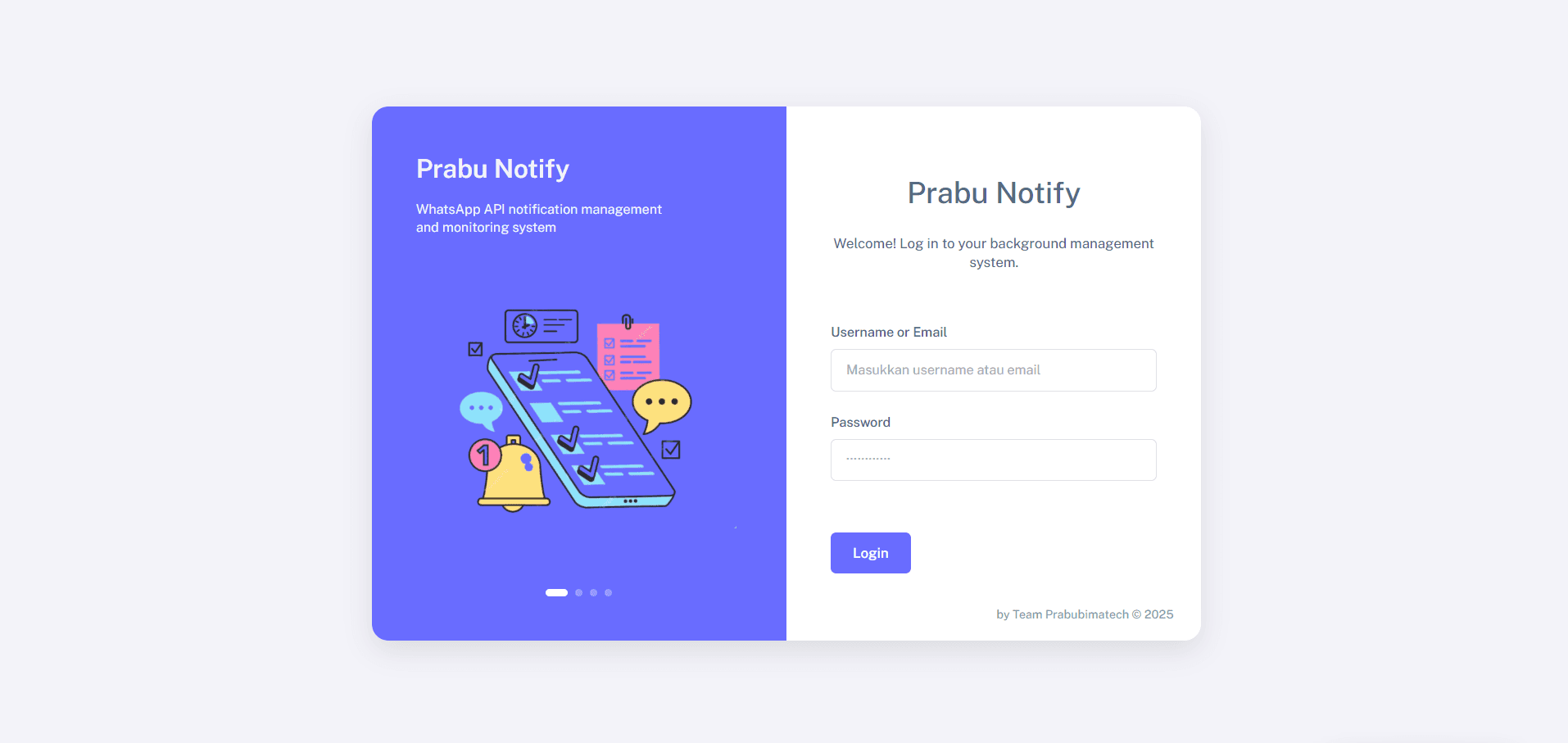 Prabu Notify - Notification Management System screenshot 1